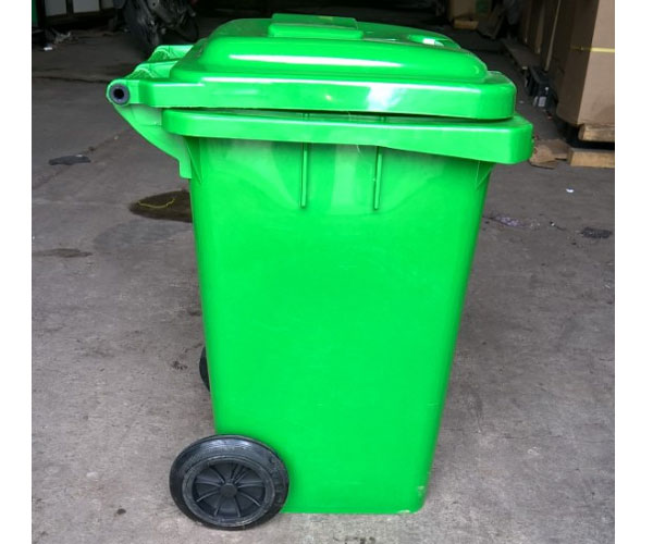 thùng rác nhựa có nắp 80 lít màu xanh